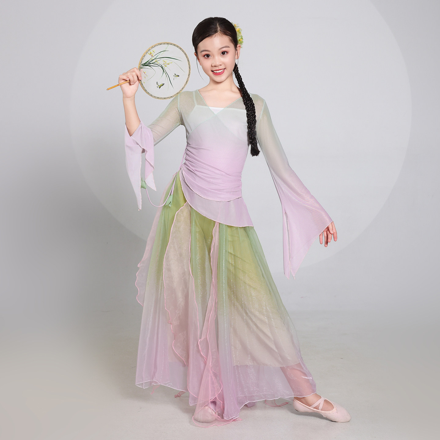 新款古典舞演出服女儿童少儿飘逸纱衣女童练功古风中国舞风舞蹈服