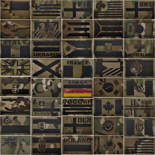 雕刻低可视度旗帜魔术贴徽章反光国旗臂章美国德国俄罗斯法国英国