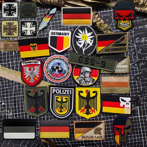 德国旗帜徽章GSG9特种边防第九旅臂章法兰克福包贴士气章魔术贴章