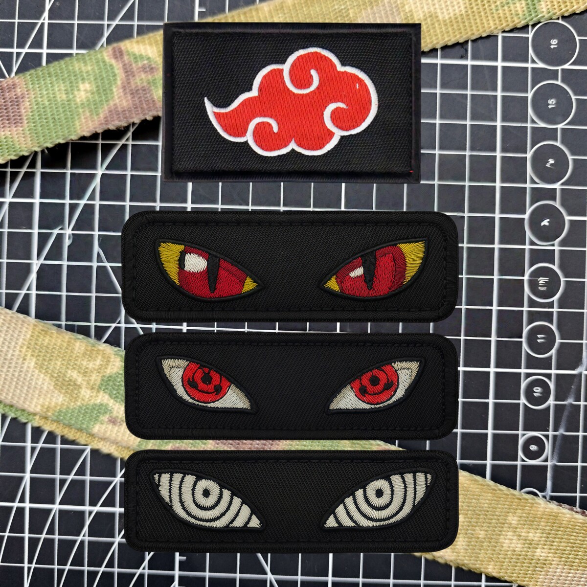 火影忍者血轮眼刺绣魔术贴章 小恶魔眼睛徽章 创意背包贴战术臂章
