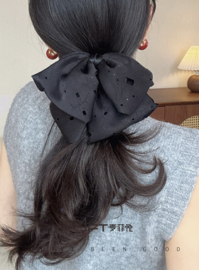 兰壹壹黑色复古蓬松显发量语嫣抓夹懒人飘带马尾发夹头饰女发饰