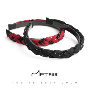 兰壹壹凯特琳发箍黑色水晶轻奢高级感缠绕自带防滑齿麻花编织发箍