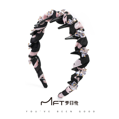 桃花记发箍2025新款温柔水晶波浪锯齿头箍纹理感高颅顶发饰