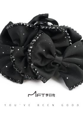 兰壹壹露娜公主抓夹黑色蝴蝶结鲨鱼夹2024新款秋冬时尚发饰百搭