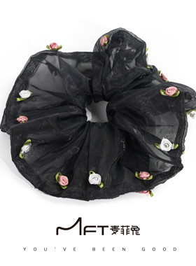 兰壹壹雨荷发圈清新森系流光纱大肠发圈春季新款仙女浪漫氛围发饰
