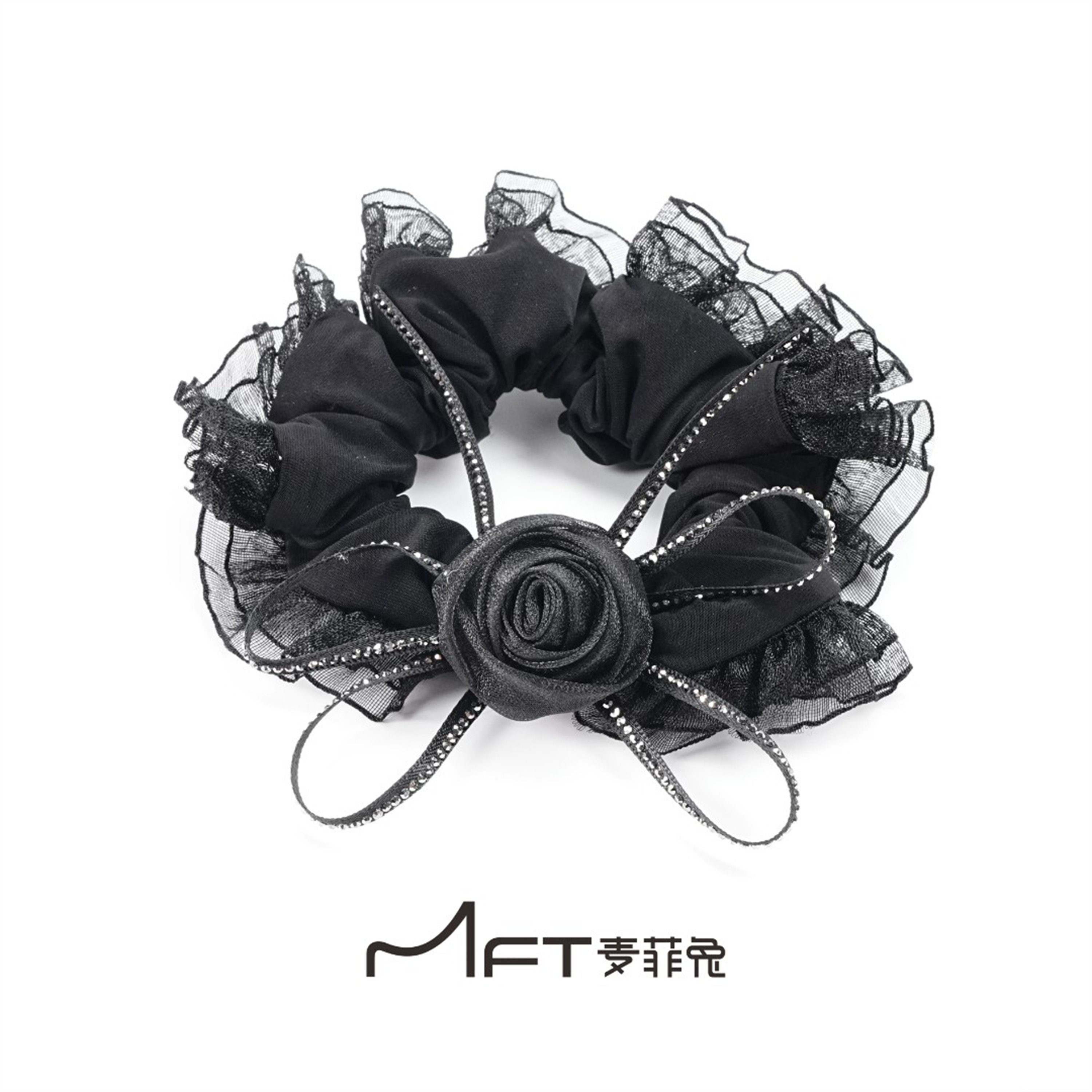 兰壹壹爱丽丝发圈黑色芭蕾风蝴蝶结玫瑰面膜大肠发圈高级发饰发绳