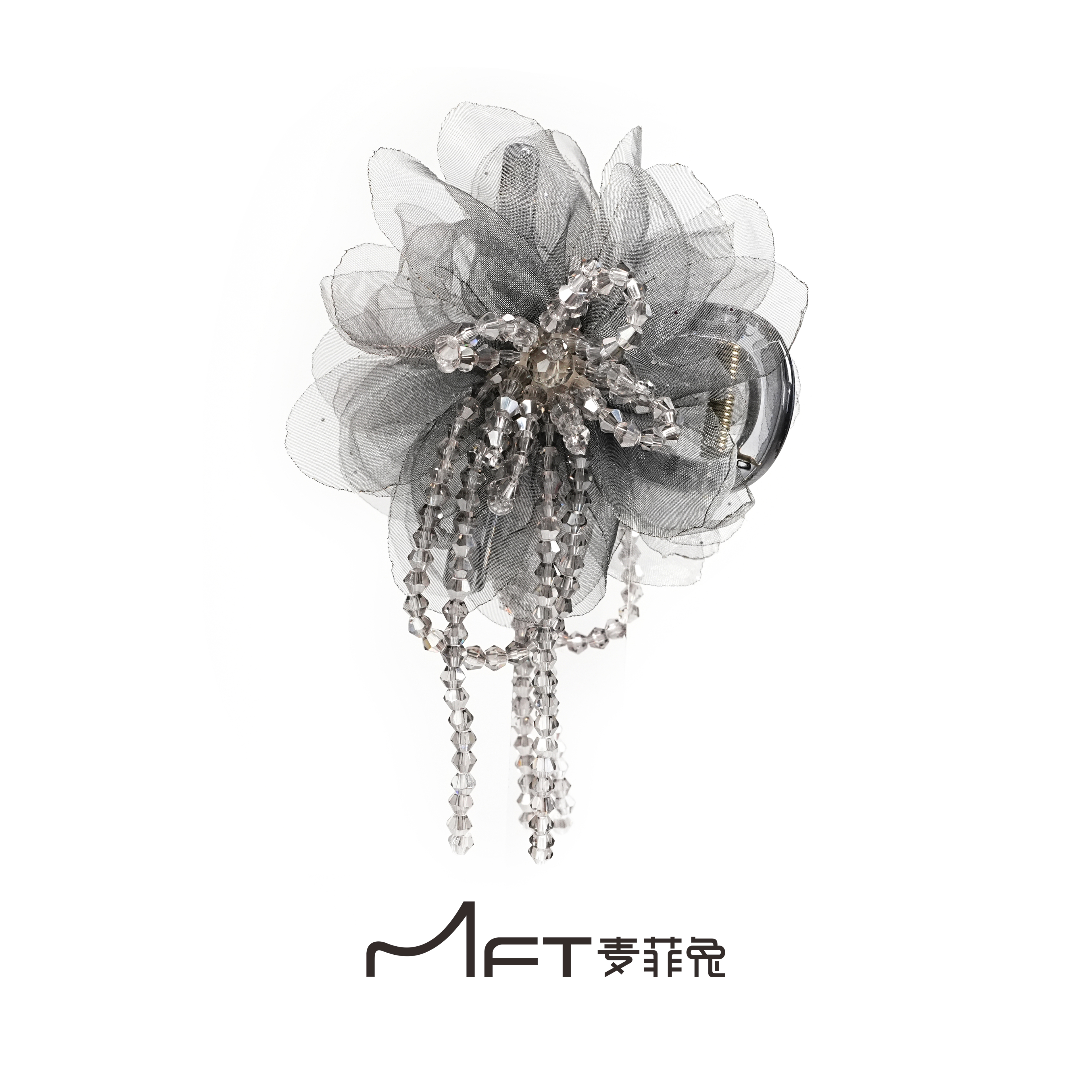 兰壹壹花开时抓夹夏季新中式高级水晶流苏薄纱盘发鲨鱼夹优雅发饰