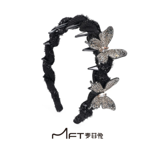 兰壹壹星光蝴蝶发箍轻奢灵动立体满钻蝴蝶锯齿头箍高颅顶仙气发饰