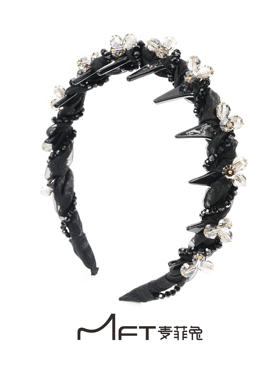 兰壹壹月光恋人发箍黑色法式水晶缠绕锯齿发箍通勤职业高颅顶发饰