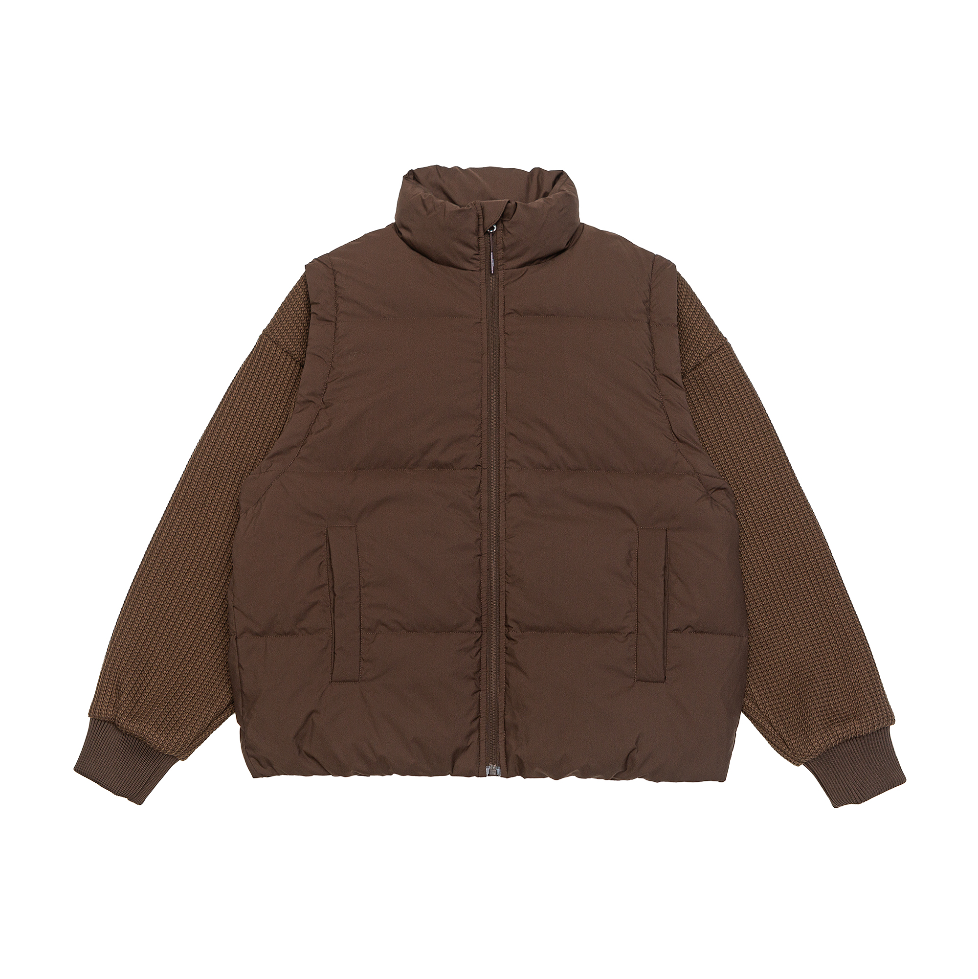 90白鸭绒可拆卸袖立领羽绒服男潮牌保暖百搭假两件冬季大码外套男