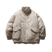 日系复古简约立领棉衣男加厚保暖美式 休闲百搭棉服青年纯色外套男