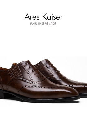 H52106博物馆头层牛皮套脚懒人牛津鞋琴底真皮男皮鞋