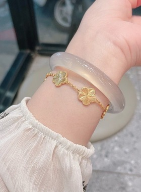 小红书爆款玉手镯白月光时尚手镯荔枝冻年轻款冰透玉石镯子送女友