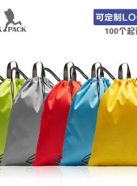 定制LOGO运动抽绳双肩背包订做印字防水束口袋轻便健身羽毛球包