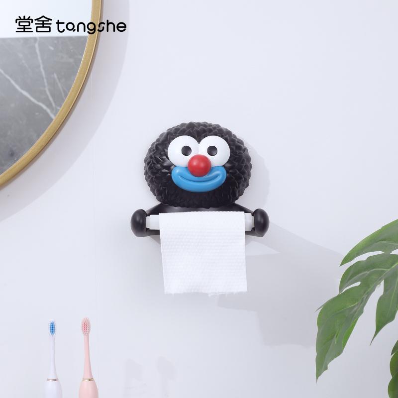 可爱煤球厕所卷纸筒挂式卫生间纸巾置物架洗脸巾挂架免打孔抽纸盒