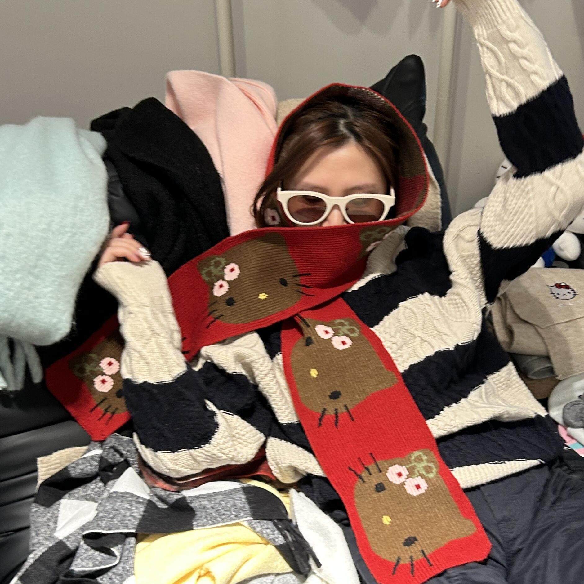 像素kitty围巾春秋薄款围巾