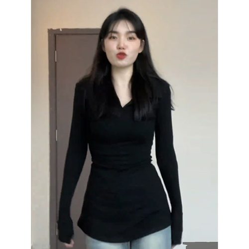 显瘦性感辣妹长袖t恤女秋冬
