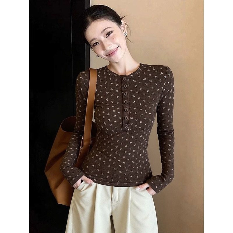大码胖mm美式复古碎花气质长袖T恤女秋冬显瘦修身内搭打底衫上衣,女装/女士精品,大码内搭,淘宝优惠券,粉丝福利购,淘宝优惠卷