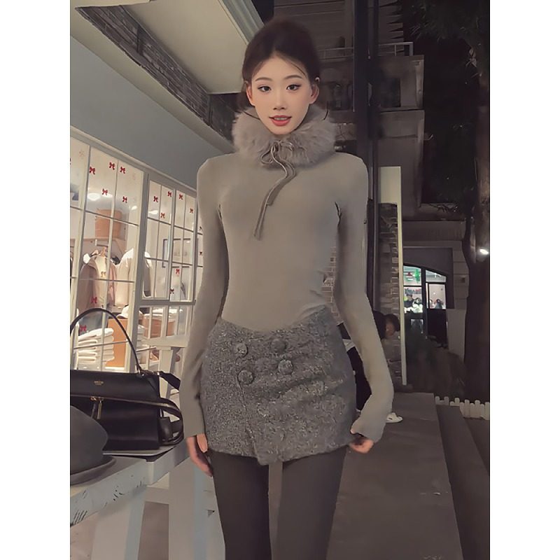 大码胖mm灰色围脖毛领高领T恤女秋冬季保暖显瘦高级感打底衫上衣,女装/女士精品,大码内搭,淘宝优惠券,粉丝福利购,淘宝优惠卷