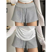 高腰遮胯显瘦辣妹a字阔腿热裤 大码 薄款 女夏季 胖妹妹运动休闲短裤