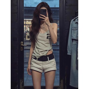 高腰显瘦百搭裤 大码 女2026新款 街头撞色小众辣妹风短裤 子 胖mm美式