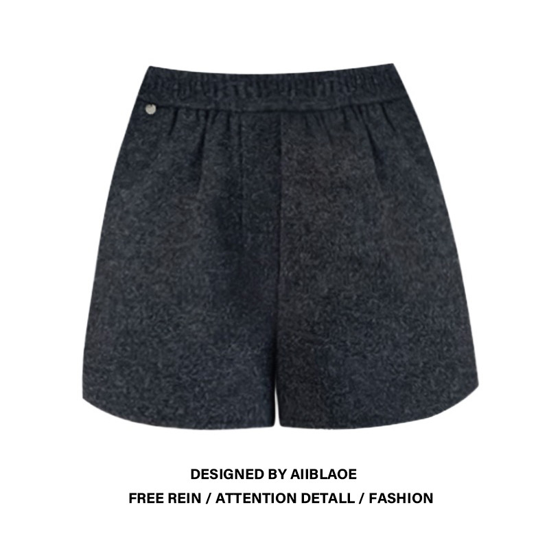 大码胖mm黑灰色松紧高腰毛呢短裤女秋冬季显瘦别致梨型A字阔腿裤,女装/女士精品,大码裤装,淘宝优惠券,粉丝福利购,淘宝优惠卷