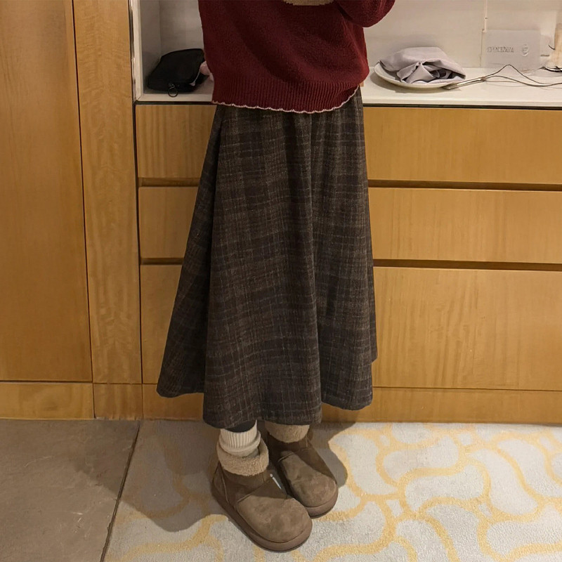 大码毛呢遮胯显瘦格子半身裙女胖mm冬季新款时尚气质百搭绝美裙子,女装/女士精品,大码半身裙,淘宝优惠券,粉丝福利购,淘宝优惠卷