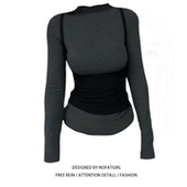 时尚 大码 绝美打底上衣 T恤女秋季 新款 胖MM美式 复古撞色假两件长袖