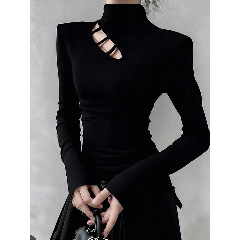 大码胖mm镂空半高领长袖T恤女秋冬内搭不规则加绒磨毛打底衫上衣,女装/女士精品,大码内搭,淘宝优惠券,粉丝福利购,淘宝优惠卷