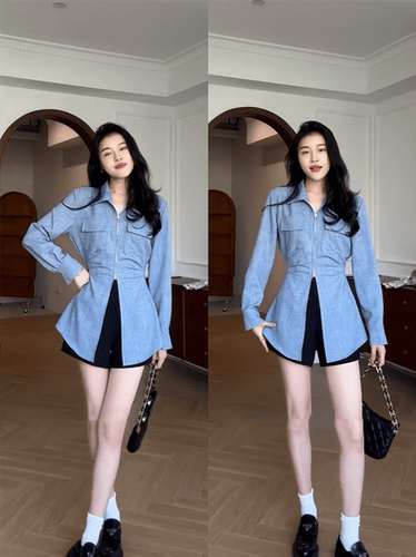 法式气质翻领长袖衬衫女秋季