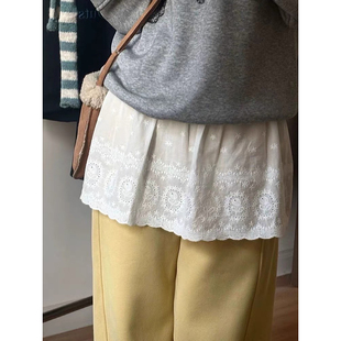 大码 叠穿小个子百搭显瘦半身裙 胖MM韩系芭蕾风蕾丝屁帘短裙女春季