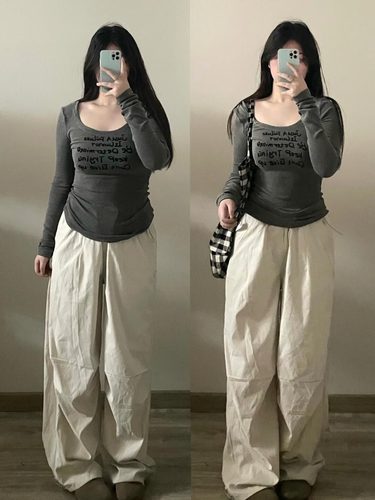 美式辣妹字母印花长袖T恤