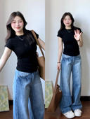 T恤修身 2025大码 显瘦纯色上衣遮肉胖mm 新款 韩系正肩短袖 女装 夏季