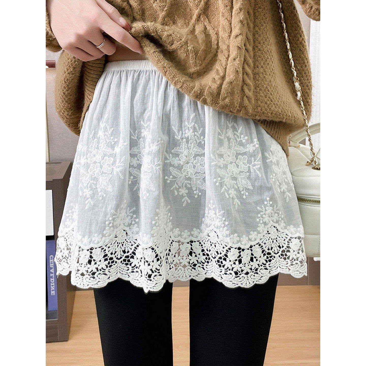 大码胖妹妹白色蕾丝屁帘半身裙女秋冬叠穿百搭遮屁股短款打底裙女,女装/女士精品,大码半身裙,淘宝优惠券,粉丝福利购,淘宝优惠卷