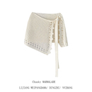 时髦叠穿短款 屁帘女秋冬季 针织半身裙 胖mm立体钩编绑带一片式 大码