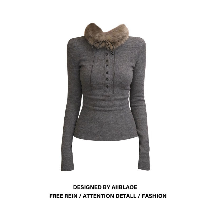 大码胖mm温柔显瘦气质长袖T恤女秋冬毛毛领时尚绝美修身休闲上衣,女装/女士精品,大码内搭,淘宝优惠券,粉丝福利购,淘宝优惠卷