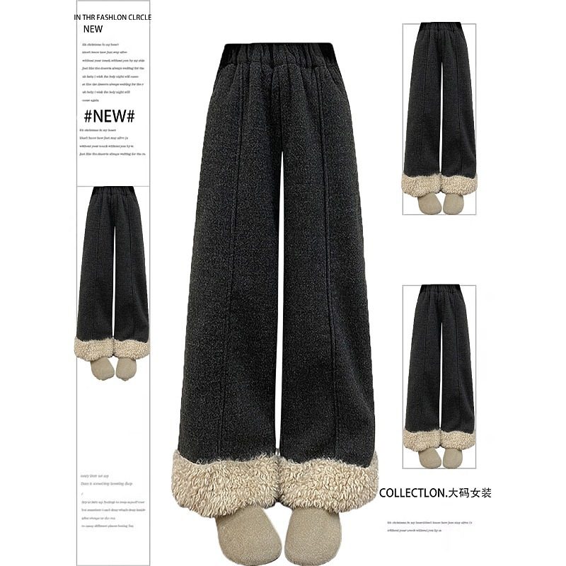 大码宽松加厚保暖羊羔毛休闲裤女秋冬胖mm复古时尚百搭显瘦阔腿裤,女装/女士精品,大码裤装,淘宝优惠券,粉丝福利购,淘宝优惠卷