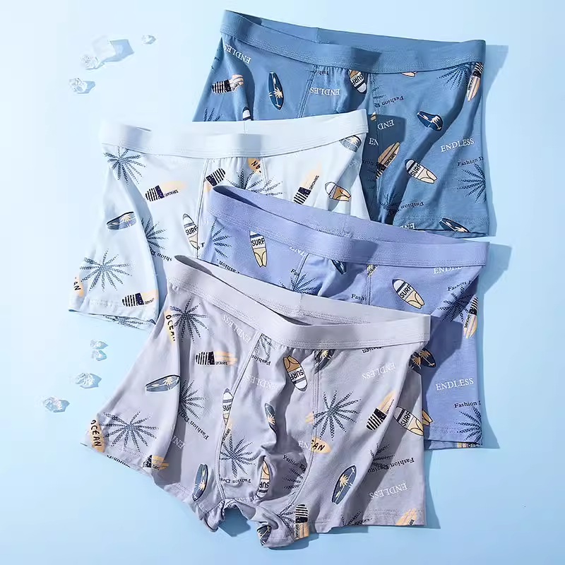 新款莫代尔男士四角内裤抗菌印花宽松透气大码青少年学生平角短裤,女士内衣/男士内衣/家居服,男平角内裤,淘宝优惠券,粉丝福利购,淘宝优惠卷