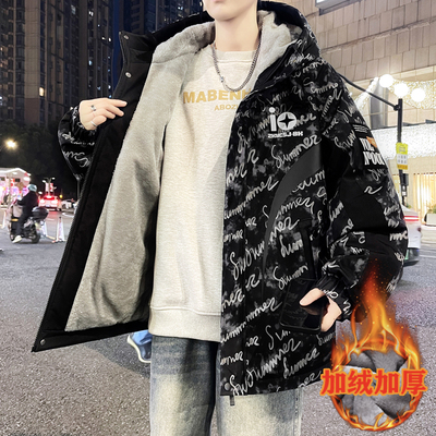 青少年加绒冬季棉衣外套秋冬宽松帅气潮流加厚保暖学生棉服夹克