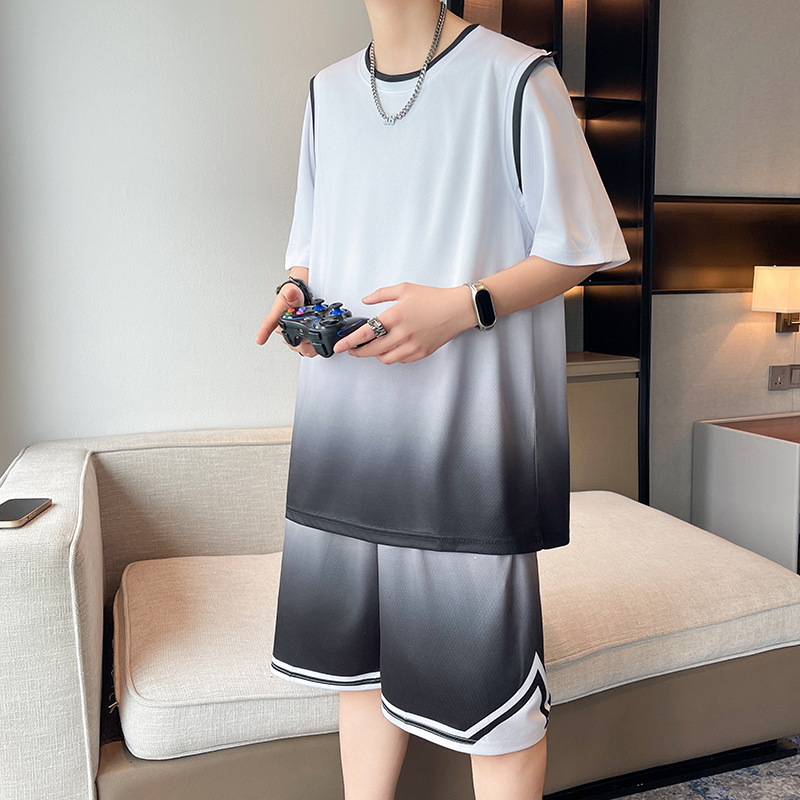 夏季短袖短裤休闲运动球服套装
