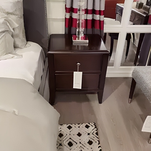 美克新中式高端定制乌金木色床头柜现代家用储物柜