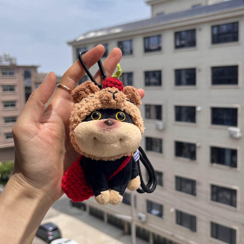 正版蜜蜂狗挂件毛绒公仔卡皮巴拉头套钥匙扣背包书包挂饰玩偶礼物