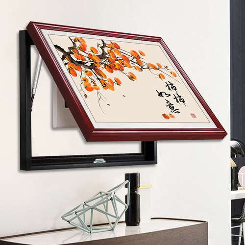 新中式实木框电表箱装饰画