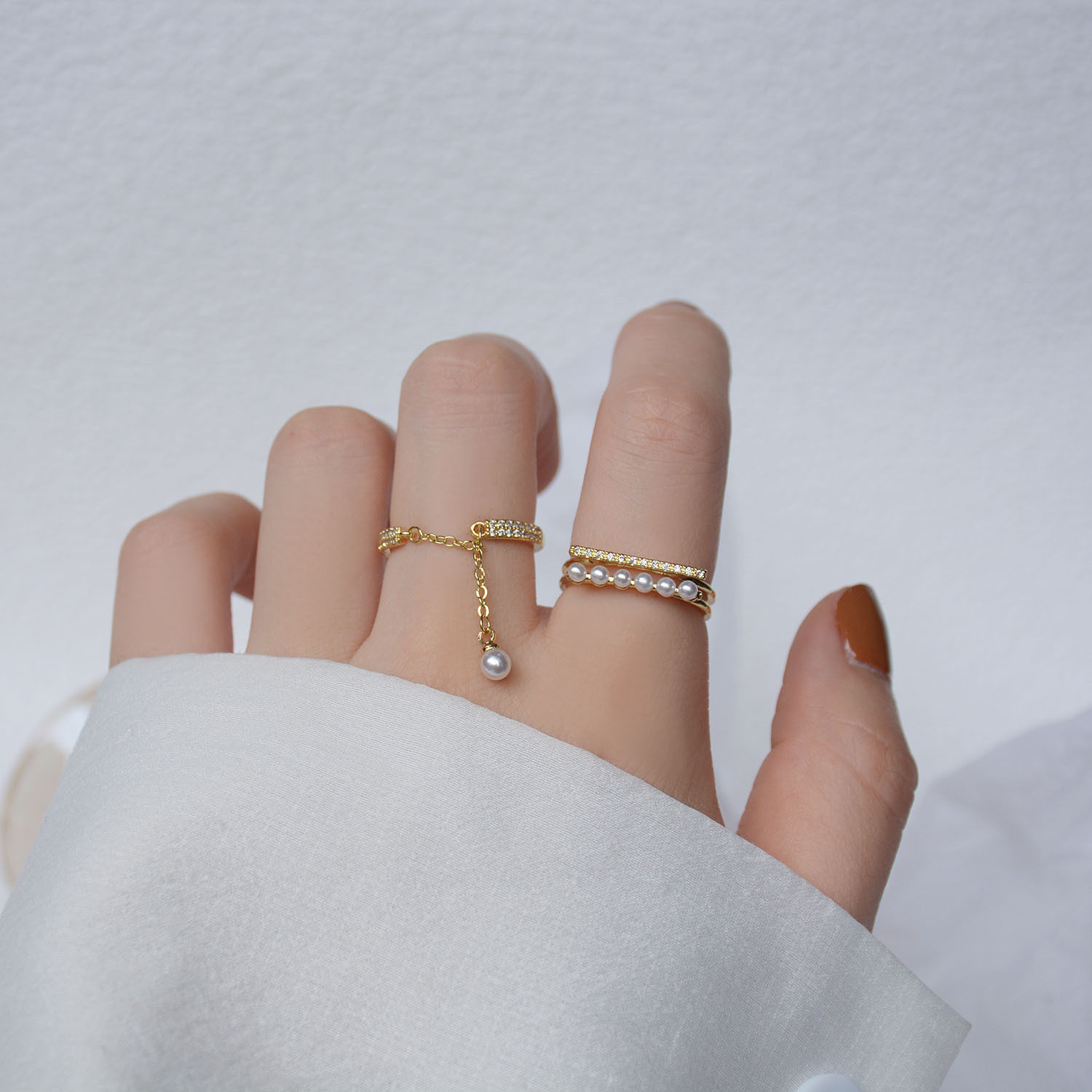 微镶锆石14k金高级感开口戒指