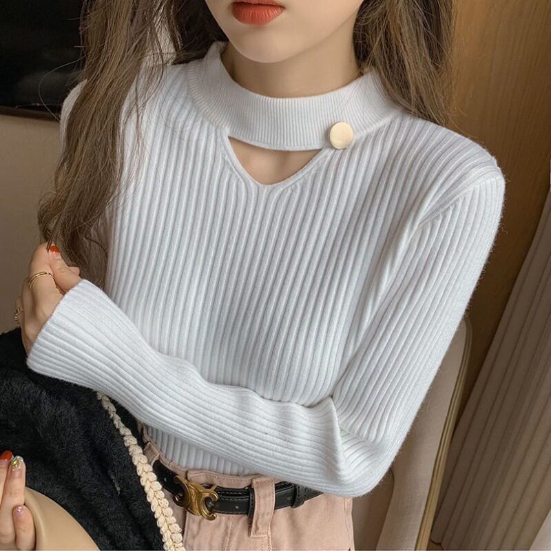 韩版挂脖毛衣女春秋冬内搭2025新款设计感小众针织打底衫性感上衣