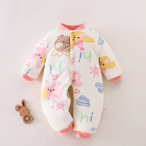 加厚300克新生儿刚出生冬季连体衣哈衣外出穿0-1岁3-6-9个月衣服8