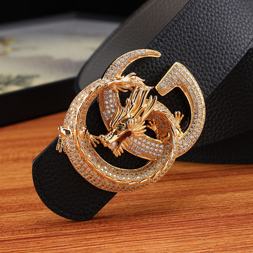 皮带男士史蒂芬双G龙牛皮裤腰带