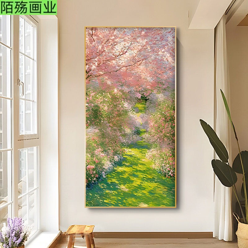 莫奈花园客厅入户玄关装饰画奶油风小清新走廊北欧风挂画2026新款
