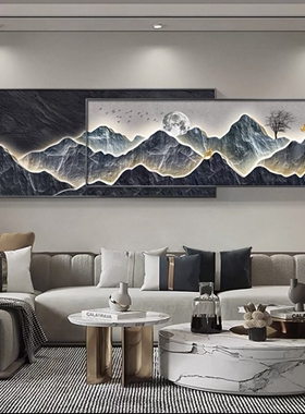 客厅装饰画轻奢晶瓷沙发背景墙壁画卧室床头叠加挂画现代简约大气