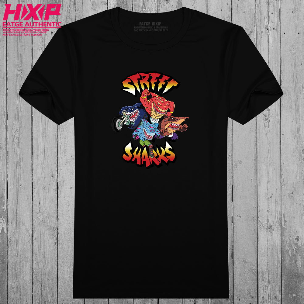 街头鲨鱼侠t恤80后怀旧动画片经典卡通street sharks纯棉印花体恤